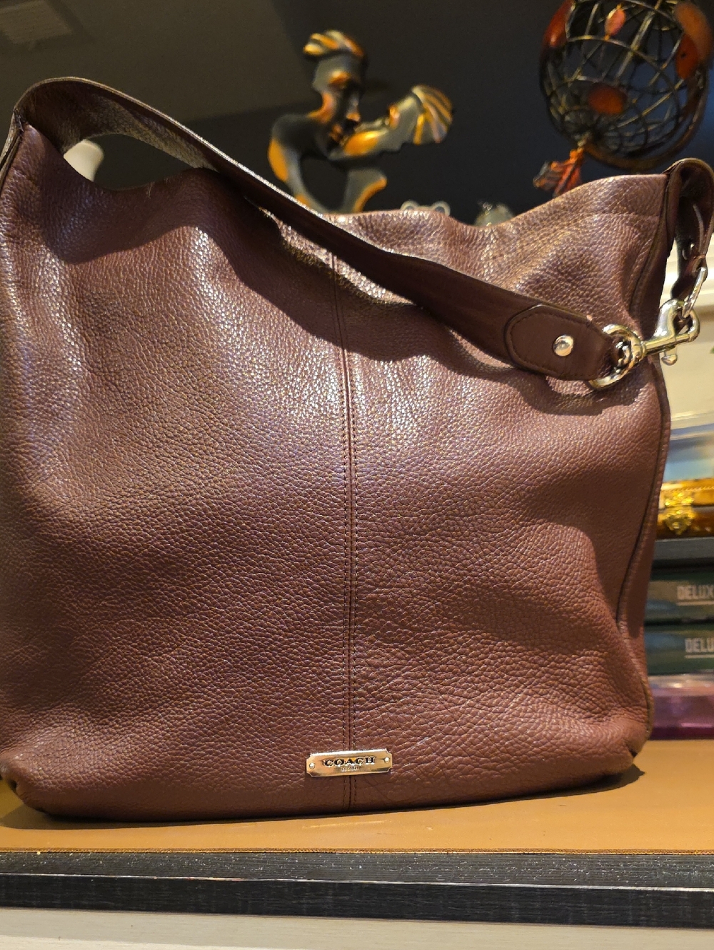 Coach Pebbled Leather Shoulder Bag in Brown